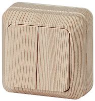 Выключатель накладной Эра Intro Quadro 2-кл. сосна картинка